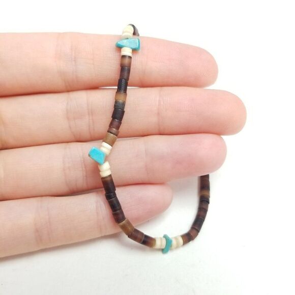 Vintage Boho Style Beaded Bracelet, Earth Tones, Natural Beads, Estate - Picture 1 of 6